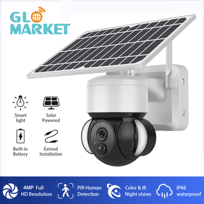 Smart Solar Battery Powered Floodlight PTZ Camera 4G/Wifi Ubox 4MP IR/Color Nachtversie