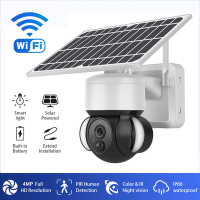 Smart Solar Battery Powered Floodlight PTZ Camera 4G/Wifi Ubox 4MP IR/Color Nachtversie