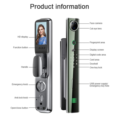 4200mah grote lithiumbatterie slimme deur slot met cat eye bewaking camera