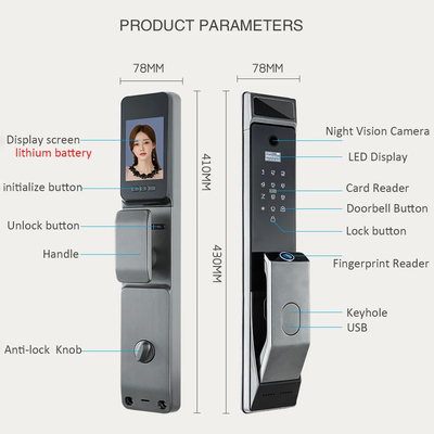 Glomarket Tuya Wifi Gezichtsherkenning Smart Door Lock Met Camera