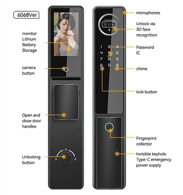 CNC gesneden gezichtsherkenning slot nieuwste technologie intelligent deur slot