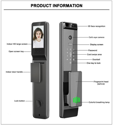 Glomarket Tuya Digitaal Smart Lock Volledig automatisch Biometrisch Systeem Beveiliging Vingerafdruk 3d Gezichtsherkenning Password Deur slot