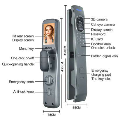 Glomarket Tuya Smart Door Lock 3d gezichtsherkenning Automatische slimme sloten met camera slimme biometrische beveiliging deur slot