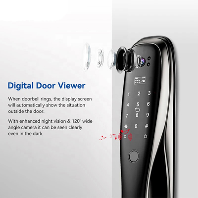 Glomarket 3D Face WIFI Smart Fully Automatic Smart Lock Vingerafdruk APP Card Key Ontsluit Intelligent Door Lock Met Camera