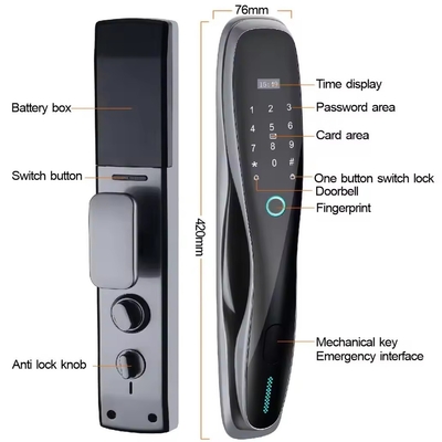 Glomarket 3D Face WIFI Smart Fully Automatic Smart Lock Vingerafdruk APP Card Key Ontsluit Intelligent Door Lock Met Camera
