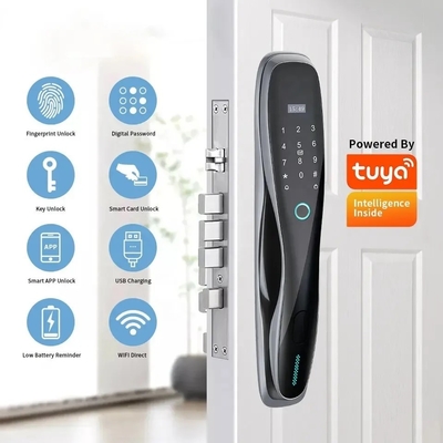 Glomarket 3D Face WIFI Smart Fully Automatic Smart Lock Vingerafdruk APP Card Key Ontsluit Intelligent Door Lock Met Camera