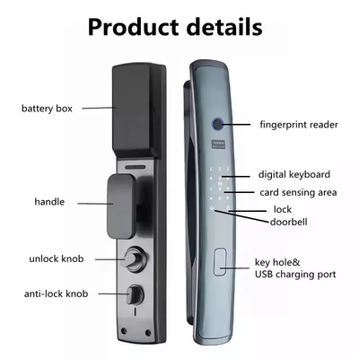 Glomarket Smart Tuya Wifi Door Lock Automatisch Alarm Vingerafdruk Smart APP Sleutel Digitaal wachtwoord Beveiliging Automatisch slot