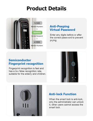 Glomarket Volledig automatisch Tuya Wifi Smart Door Lock Mobiele telefoon Controle Vingerafdruk Digitaal wachtwoord Smart Lock Met Camera
