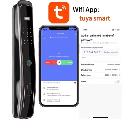 Glomarket Volledig automatisch Tuya Wifi Smart Door Lock Mobiele telefoon Controle Vingerafdruk Digitaal wachtwoord Smart Lock Met Camera