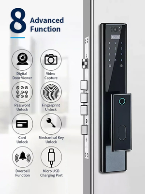 Glomarket Draadloos Biometrisch Vingerafdrukbeveiliging Volledig Automatisch Smart Lock Digitaal wachtwoordkaart Sleutel slot Met Camera