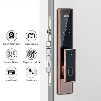 Glomarket Draadloos Biometrisch Vingerafdrukbeveiliging Volledig Automatisch Smart Lock Digitaal wachtwoordkaart Sleutel slot Met Camera