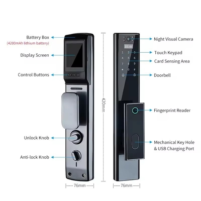 Glomarket Draadloos Biometrisch Vingerafdrukbeveiliging Volledig Automatisch Smart Lock Digitaal wachtwoordkaart Sleutel slot Met Camera