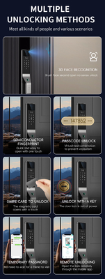 Glomarket Aluminium Alloy Automatisch Tuya Smart Door Lock 3d Gezichtsherkenning Video Intercom Digitaal Vingerafdruk slot