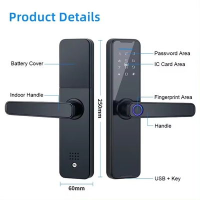 Glomarket Wifi Tuya Smart Door Lock Aluminium Vingerafdruk Password Kaart Sleutel Ontsluit Biometrisch Digitaal Smart Lock