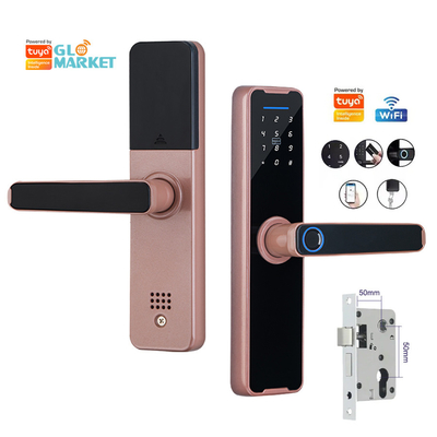 Glomarket Wifi Tuya Smart Door Lock Aluminium Vingerafdruk Password Kaart Sleutel Ontsluit Biometrisch Digitaal Smart Lock
