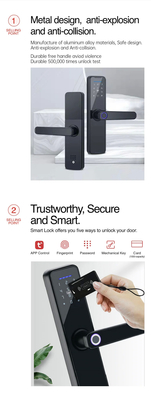 Glomarket Wifi Tuya Smart Door Lock Aluminium Vingerafdruk Password Kaart Sleutel Ontsluit Biometrisch Digitaal Smart Lock