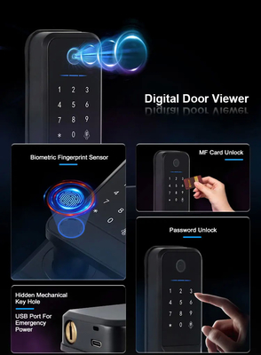 Glomarket Wifi Biometrisch Elektronisch Tuya App Afstandsgeschikt Smart Lock Smart Fingerprint Door Lock Met Cat Eye