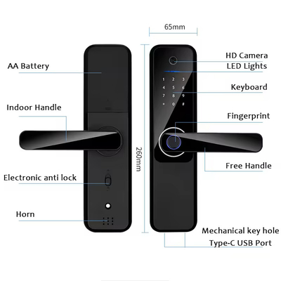 Glomarket Wifi Biometrisch Elektronisch Tuya App Afstandsgeschikt Smart Lock Smart Fingerprint Door Lock Met Cat Eye