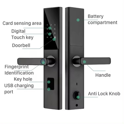 Glomarket Tuya Smart WiFi Digital Door Lock Code RFID IC Card Smartphone App Ontgrendelen Biometrische vingerafdruk Smart Lock