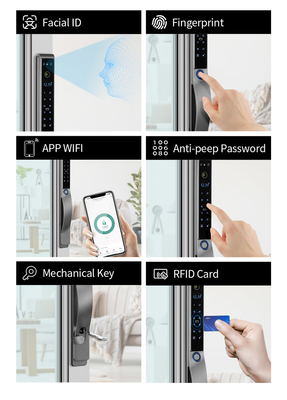 Glomarket Outdoor Electric Sleutelloze 3D gezichtsherkenning Tuya Digitale wachtwoordkaart Deur slot Waterdicht Vingerafdruk Smart Lock