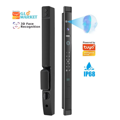 Glomarket 3D gezichtsherkenning Tuya Wifi Aluminium Schuifdeur slot Waterdicht Vingerafdruk Smart Digitaal slot Glas deur slot