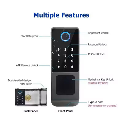 Glomarket Tuya Waterdicht Digitaal TTLock Afstandsloten Dubbelzijdig Vingerafdruk Smart Lock