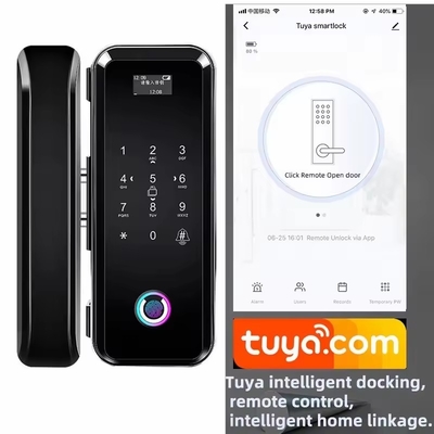 Glomarket Smart Tuya Wifi Glass Door Lock Vingerafdruk Digitaal toetsenbord wachtwoord slot Intelligente koppeling Remote ontgrendeling