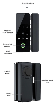 Glomarket Tuya Smart Glass Door Lock Biometrische vingerafdruk BLE Smart Electronic Lock Voor kantoor Glasdeur