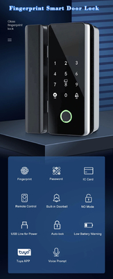 Glomarket Tuya Smart Glass Door Lock Biometrische vingerafdruk BLE Smart Electronic Lock Voor kantoor Glasdeur