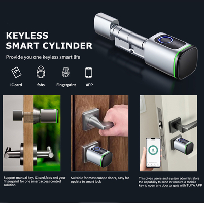 Glomarket Home Smart Door Lock Ttlock Smart Fingerprint Card Sleutel Ontsluitbaar Verstelbare Cylinder Euro Smart Lock Tuya App Door Lock