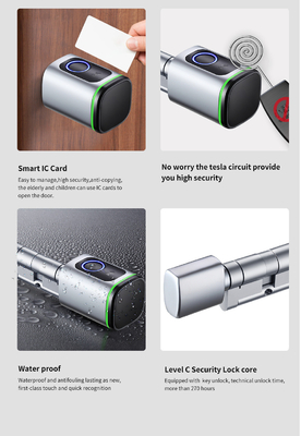 Glomarket Home Smart Door Lock Ttlock Smart Fingerprint Card Sleutel Ontsluitbaar Verstelbare Cylinder Euro Smart Lock Tuya App Door Lock
