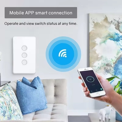 Glomarket Tuya Zigbee/wifi EU Tempered Glass Concave Button Touch Light Switch 1/2/3/4 Gang Wifi Wall Switch Werken met Google Alexa