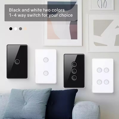 Glomarket Tuya Zigbee/wifi EU Tempered Glass Concave Button Touch Light Switch 1/2/3/4 Gang Wifi Wall Switch Werken met Google Alexa