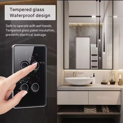 Glomarket Tuya Zigbee/wifi EU Tempered Glass Concave Button Touch Light Switch 1/2/3/4 Gang Wifi Wall Switch Werken met Google Alexa