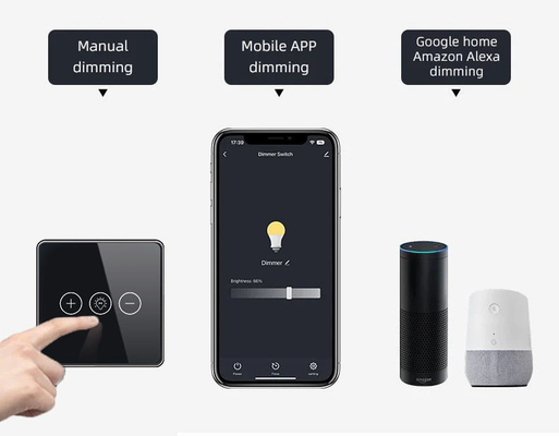 Van het de Schakelaar Draadloze Glas van Glomarkettuya Wifi het Slimme Licht van de Schakelaar Schemerigere WiFi van Crystal Panel Touch Wall Smart voor Smart Home