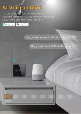 Van het de Schakelaar Draadloze Glas van Glomarkettuya Wifi het Slimme Licht van de Schakelaar Schemerigere WiFi van Crystal Panel Touch Wall Smart voor Smart Home