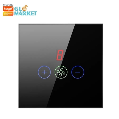 Glomarket Tuya Smart Wifi Plafondventilator Schakelaar Eu Standaard Glas Touch Wand App Afstandsbediening Elektrische ventilator snelheidsschakelaar