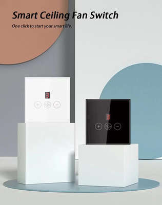 Glomarket Tuya Smart Wifi Plafondventilator Schakelaar Eu Standaard Glas Touch Wand App Afstandsbediening Elektrische ventilator snelheidsschakelaar