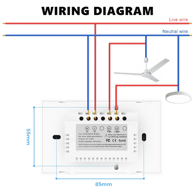 Glomarket Tuya Wifi Fan Light Switch Touch 3 In 1 Switch 5 snelheidsregeling Plafond ventilator Switch Voor Alexa Google Home
