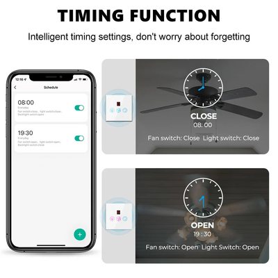 Glomarket Tuya Wifi Fan Light Switch Touch 3 In 1 Switch 5 snelheidsregeling Plafond ventilator Switch Voor Alexa Google Home