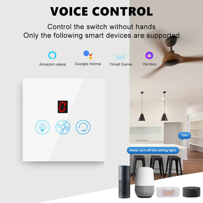 Glomarket Tuya Wifi Fan Light Switch Touch 3 In 1 Switch 5 snelheidsregeling Plafond ventilator Switch Voor Alexa Google Home
