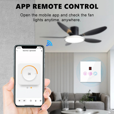 Glomarket Tuya Wifi Fan Light Switch Touch 3 In 1 Switch 5 snelheidsregeling Plafond ventilator Switch Voor Alexa Google Home
