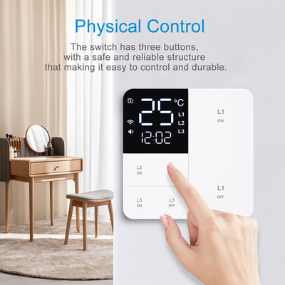 Glomarket Tuya Wifi Smart Wall Light Switch 1/2/3 Gang Support Voice/app/touch Control Met Temperatuur Display Screen