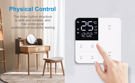 Glomarket Tuya Wifi Smart Wall Light Switch 1/2/3 Gang Support Voice/app/touch Control Met Temperatuur Display Screen