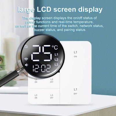 Glomarket Tuya Wifi Smart Wall Light Switch 1/2/3 Gang Support Voice/app/touch Control Met Temperatuur Display Screen