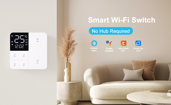 Glomarket Tuya Wifi Smart Wall Light Switch 1/2/3 Gang Support Voice/app/touch Control Met Temperatuur Display Screen