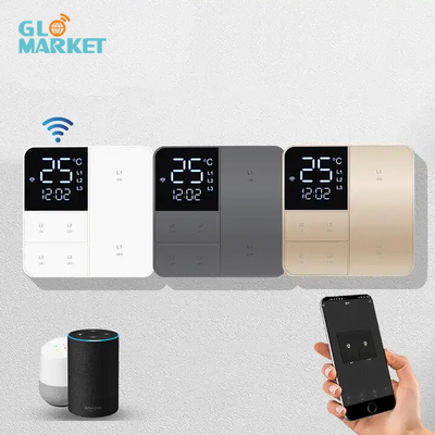 Glomarket Tuya Wifi Smart Wall Light Switch 1/2/3 Gang Support Voice/app/touch Control Met Temperatuur Display Screen