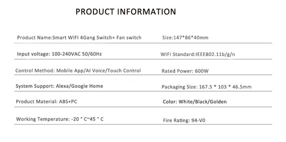 Glomarket Tuya Smart Wall Touch Switch Glaspaneel Elektrisch licht En ventilator Schakelaar Smart Life Alexa Voice Control