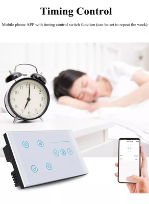 Glomarket Tuya Smart Wall Touch Switch Glaspaneel Elektrisch licht En ventilator Schakelaar Smart Life Alexa Voice Control