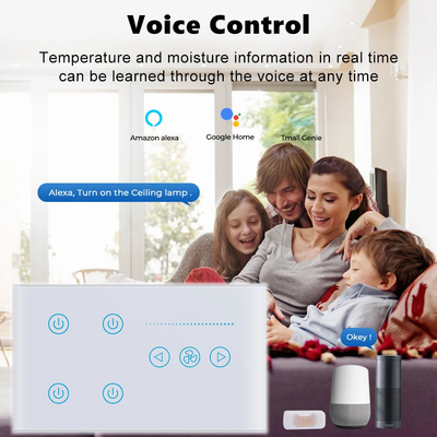 Glomarket Tuya Smart Wall Touch Switch Glaspaneel Elektrisch licht En ventilator Schakelaar Smart Life Alexa Voice Control